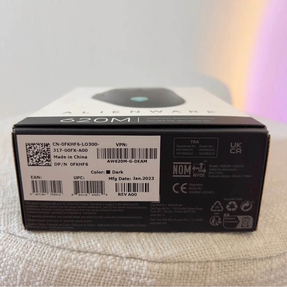 NWT Alienware 620M Black Gaming Mouse Ergonomic Design